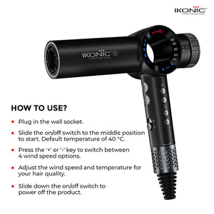 Ikonic Professional Id Hair Dryer 2.0 EBONY BLACK