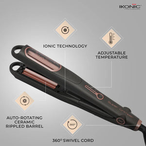 Ikonic Professional Super Crimper Grey | Auto-Rolling Hair Crimper with Ceramic Technology